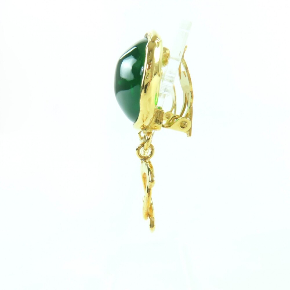CHANEL Vintage 95A Gripoix Coco Mark Swing Stone Earrings, Gold and Green, Ma... - Picture 2 of 6